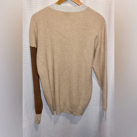 CYRUS‎ colorblock gray beige brown waffled buttoned Cardigan size Medium - Picture 11 of 13